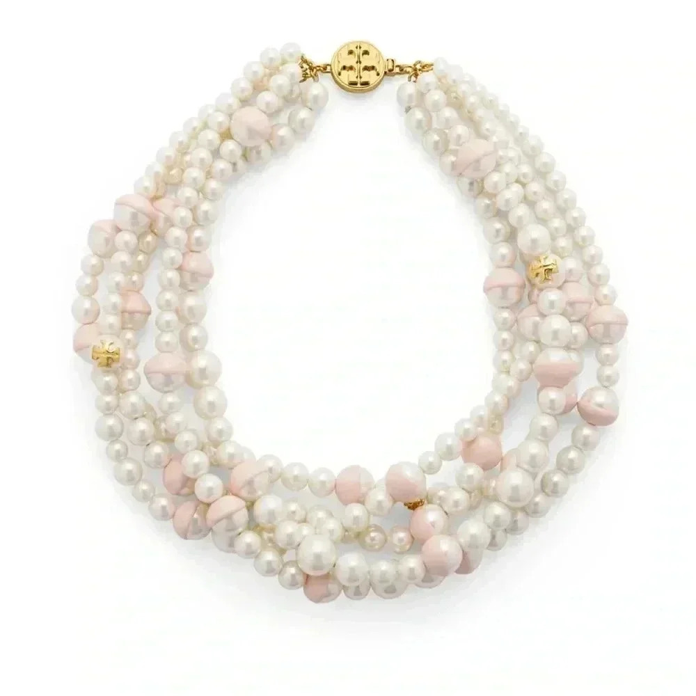 NWOT Rare Tory Burch Dipped Evie Pearl Statement Necklace
